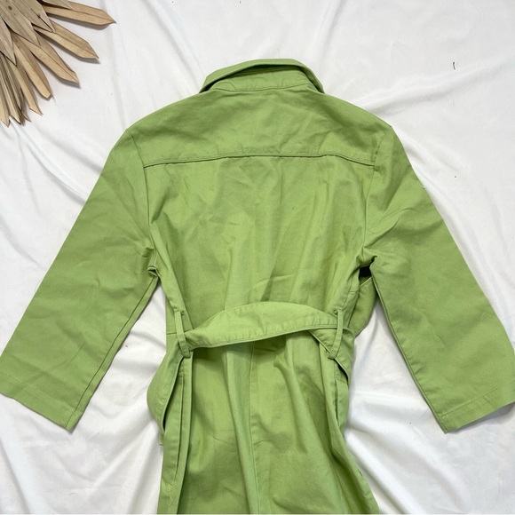 House of Sunny Golden Years Lime Green Belted Coveralls Groovy Jumpsuit Size 2 - Picture 10 of 16